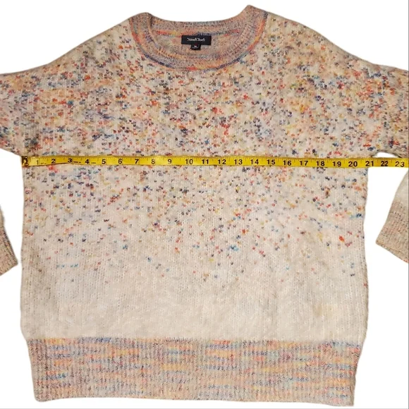 ModCloth Making a Fuzz Confetti Sweater Cozy Fuzzy Stretchy Colorful Rainbow - Picture 8 of 10